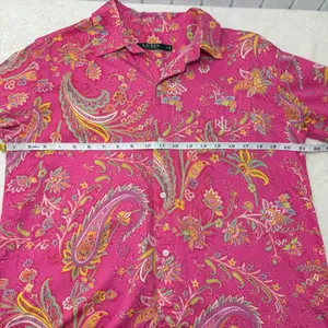 Ralph Lauren Pink Paisley Button Down‎ Shirt Size Medium thumbnail 4