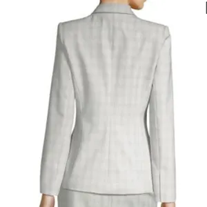 Elie Tahari Allegra Micro-Plaid One Button Jacket Blazer Gray Size 12 NWT thumbnail 3