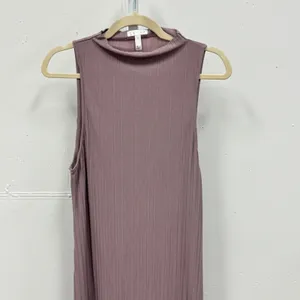 Leith Mauve Pleated Mock Neck‎ Sleeveless Shift Mini Dress Purple Women's Small thumbnail 3