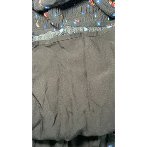 Free People Smocked Mini Dress M‎ Black Floral Square Neck Boho Long Sleeve thumbnail 7
