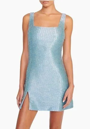 Staud Le Sable minidress in French Blue thumbnail 1