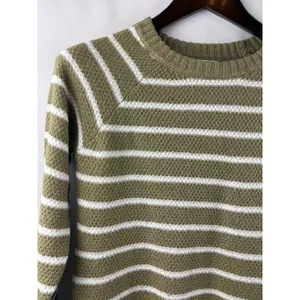 Women’s Pink Clover Small Olive Green w/ White Stripes Sweater thumbnail 2