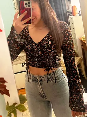 Revolve Floral Corset Bell Sleeve Top thumbnail 1