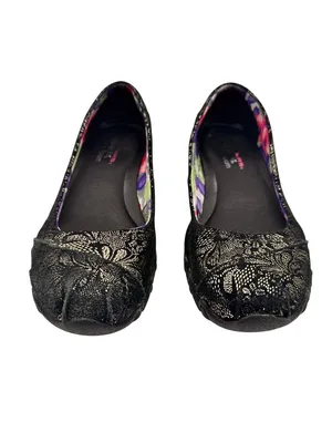 Skechers Size 7.5 Black Floral Ballet Flats Womens Stylish Casual Shoes thumbnail 4