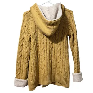 Cabelas Women's Knit Button Cardigan‎ Sweater Jacket Heavy Size S Sherpa Hood thumbnail 2