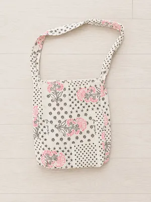 Free People Women's Floral Polka Dot Print Tote Shoulder Bag Cotton thumbnail 2