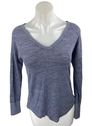 Abercrombie & Fitch Women's Blue Long Sleeve V Neck T Shirt Tee Top Size XS thumbnail 1
