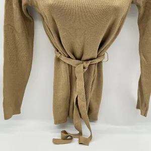 VTG Joyce Women’s Belted Turtleneck Long Sleeve Tan Knit Sweater Acrylic-Size M thumbnail 4