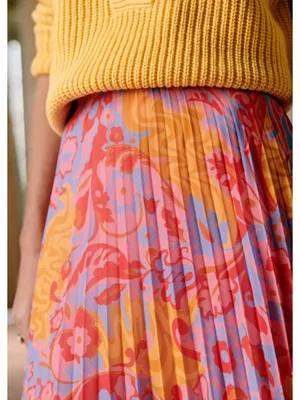 Sézane NWT Dune in Wonderland Print Pleated Chiffon A-line Midi Skirt 36 / US 4 thumbnail 3