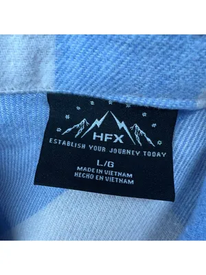 HFX Blue & Cream Plaid Long Sleeve Shacket Front Pockets Size Large thumbnail 8