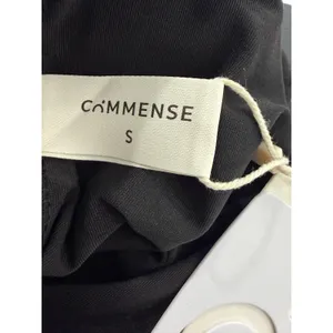 Commense Minimalist Bodycon Off Shoulder Black Rose Decor Ruched Maxi Dress S thumbnail 4