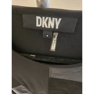 DKNY Faux Leather Suede Patchwork Top Black Mixed Media Long Sleeve Women Size M thumbnail 3