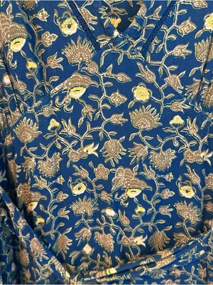Xirena Charly Midi Dress Floral Long Sleeve Brown & Navy Blue | XL thumbnail 6