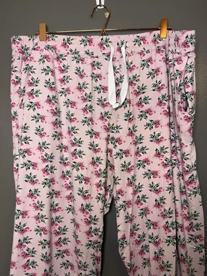 Vera Bradley Pajama Set Womens 2XL Pink Floral Jersey Button Front Lounge Pants thumbnail 8