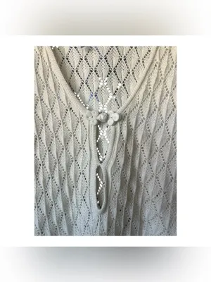 Streetwear Society Crochet Knit Mini Dress Beige Bell Sleeve Size L thumbnail 6