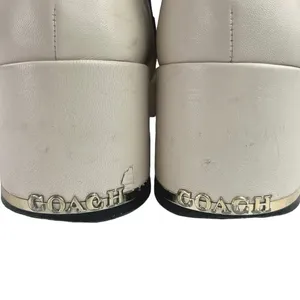 Coach Nala Chalk White Leather Zip Up Block Heel Western Ankle Boots Booties 10 thumbnail 5
