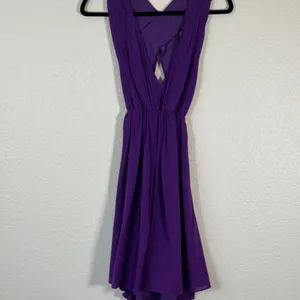 Alice & Olivia Purple Silk Deep V Mini Dress Womens XS Classic Luxury Y2K thumbnail 14
