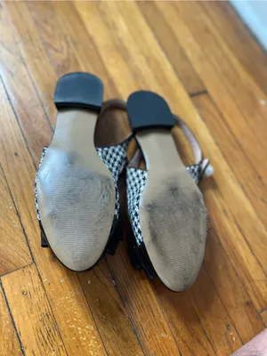 Betsey Johnson Houndstooth Patent Flats Dress Shoes w/ Sequins Bow & Pearl - 8.5 thumbnail 4