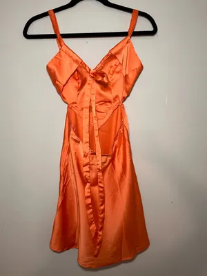 Hello Molly Orange Satin Tie Dress – XS thumbnail 2