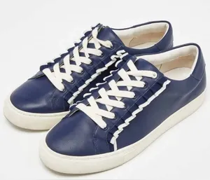 Tory Burch Tory Sport Navy Ruffle Leather Lace Up Sneakers thumbnail 1