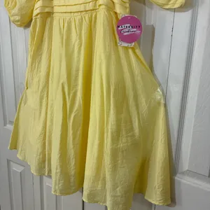 Sweet Wanderer Yellow Pleated Puff Sleeve Maternity Knee Length Dress XL thumbnail 4