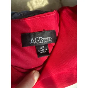 A G B Cocktail Mini Dress Bow‎ Waist Petite Red Pleated 4P Elegant Quiet Luxury thumbnail 6