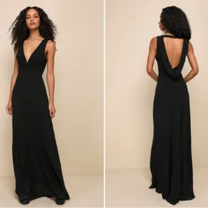 LULU's Elegant Wedding Special Event Sexy Flowy Chiffon Maxi Gown thumbnail 2
