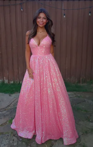 Authentic Sherri Hill 54261 Coral Glitter Ballgown pageant Prom Dress Size 0 thumbnail 1