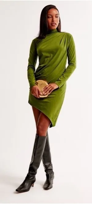 Abercrombie & Fitch Women's Small‎ Asymmetrical Ruched Long Sleeve Mini Dress thumbnail 1