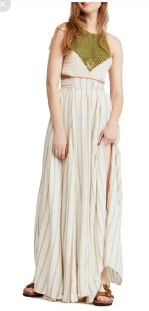 FREE PEOPLE (NWT) Harper Maxi Dress, Crochet, Beach, Size Large thumbnail 1