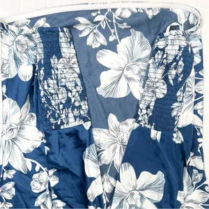 Petal + Pup Gemma Strapless Satin Maxi Dress Blue White Floral Size Large thumbnail 13