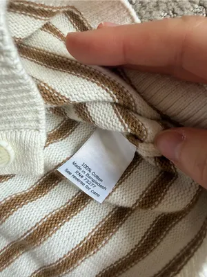 Cotton Striped Button-Front Knit Vest in Cream and Tan size M thumbnail 5