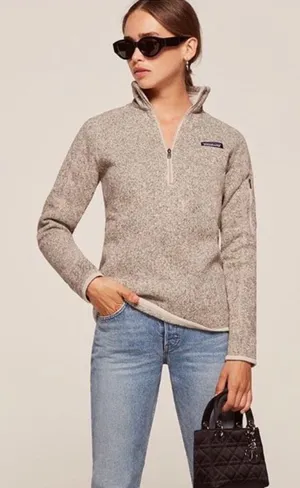 Patagonia Women’s Better Sweater Quarter Zip Pullover Pelican Beige Size S thumbnail 1