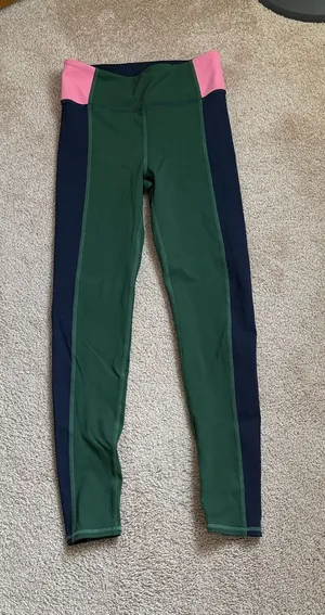 Boden Jessica Active Dark Green Color Block High Waist Leggings. Size 6 thumbnail 1