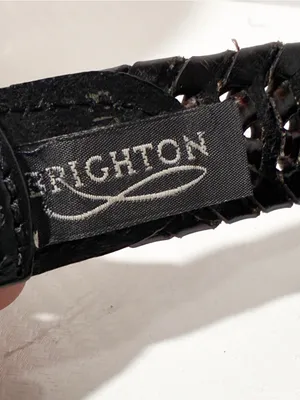 Vintage Brighton Women’s 36 Leather Belt Silver Tone Buckle Brown Braided thumbnail 4