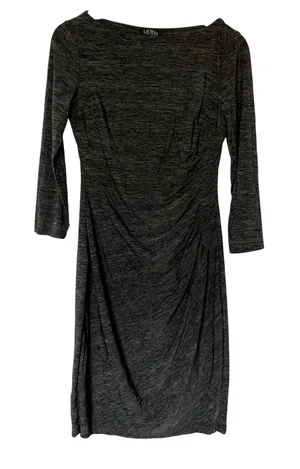 Lauren Ralph Lauren gray long sleeved ruched side‎ boat neck dress women's 6 thumbnail 1