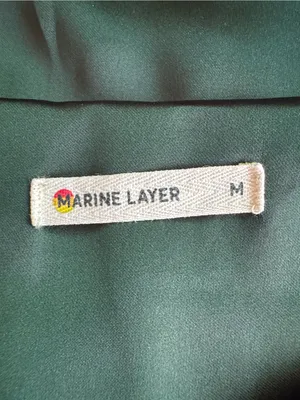 Marine Layer Dark Green Evergreen Satin Slip Midi Dress M thumbnail 6