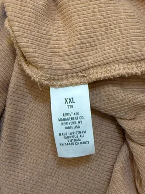 Aerie XXL camel tan Ribbed Long Sleeve Henley Top Snap Button Casual Basic thumbnail 8