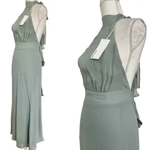 NWT Reformation Lisbeth Dress size 12 Large Celadon Midi formal dress green thumbnail 4