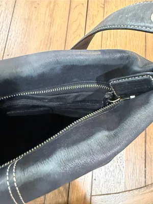 Coach Black Leather Shoulder Bag with Silver Hardware thumbnail 8