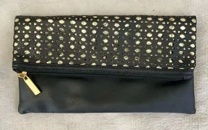 Y2K Gold Metallic Clutch Bag Black thumbnail 1