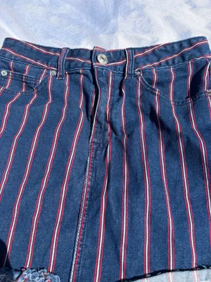 American eagle stripped red and blue hi rise mini skirt thumbnail 2
