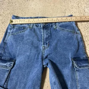 Y2K Fire & Rain Denim Wide Leg Cargo Jeans Medium Wash Blue Size 9 RJR-1990‎ thumbnail 3