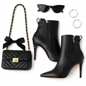 Alexandra Neel 326 Black Leather Heeled Ankle Boots EU 37 Made Italy Chic w FLAW thumbnail 16