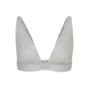 SKIMS bralette cotton ribbed plunge vneck heather gray adjustable thumbnail 5