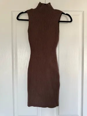 Short brown sweater dress thumbnail 2