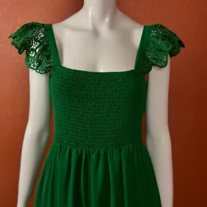 Unbranded Boho Lace Sleeveless Square Neck Ruffle Maxi Dress Pockets S L K-45 thumbnail 5