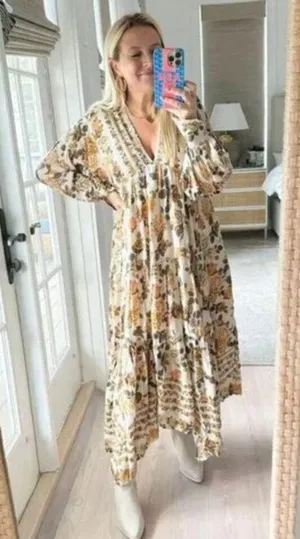 FREE PEOPLE Rows Of Roses Maxi Dress in Ivory Combo Size X-Small thumbnail 11