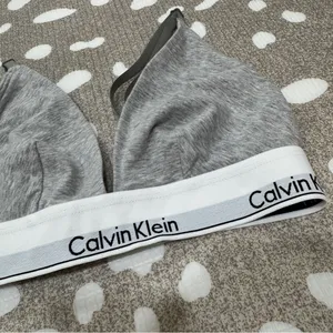 Calvin Klein Icon Cotton Modal Lined Triangle cotton bralette Heather logo thumbnail 3