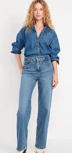 Womens Old Navy Extra High Waisted Stonewash Wide Leg Jeans in Maren - Sz 16 thumbnail 1
